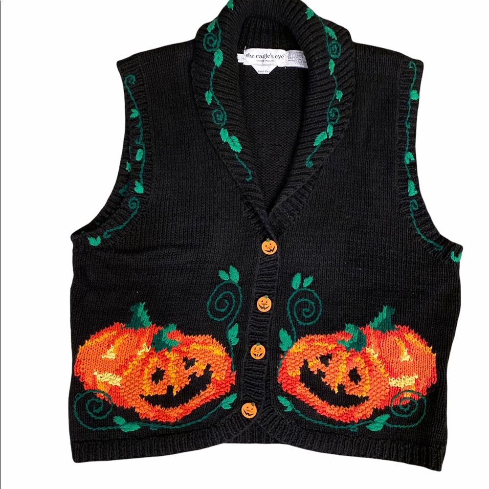 Eagle’s Eye Halloween Pumpkin Sweater Vest Sz L